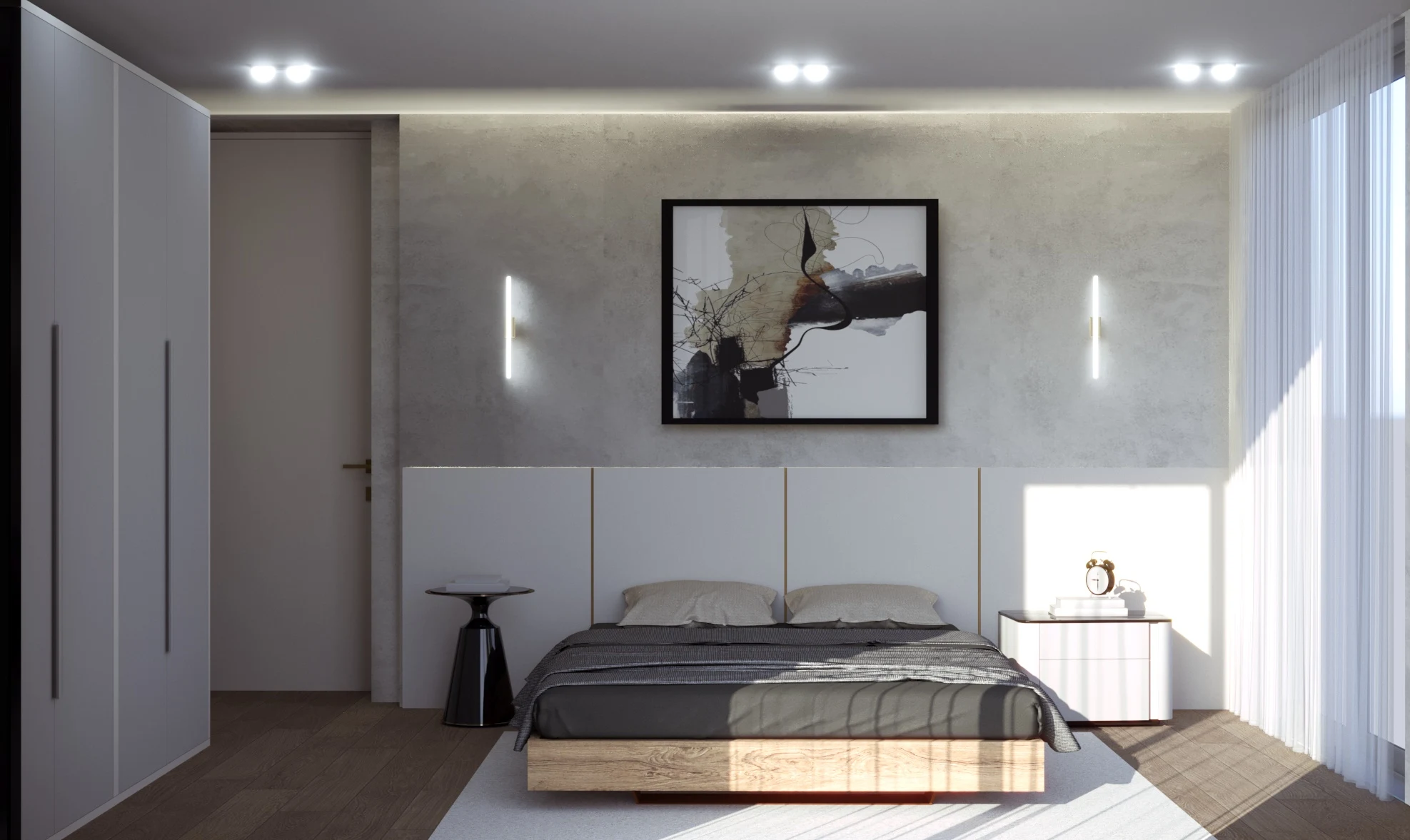 M-U Evi — yatak odası, 3D görselleştirme
