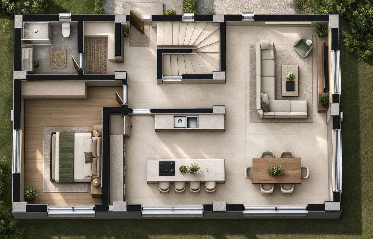 M-U Evi — 3D kat planı, 3D görselleştirme