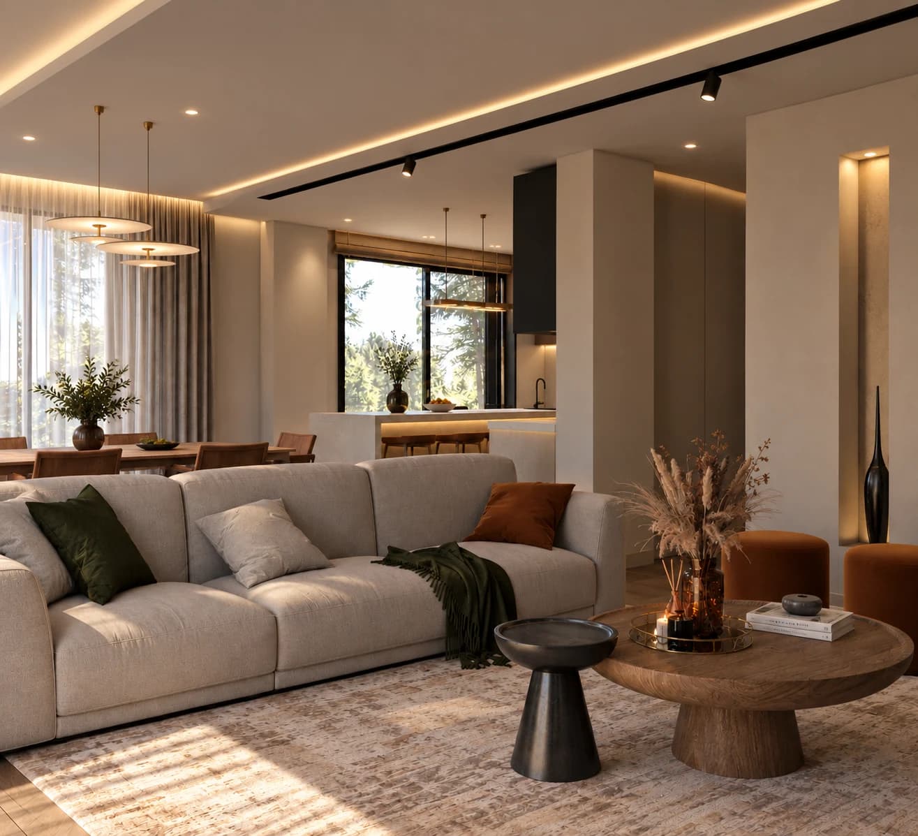 M-U Evi — salon, 3D görselleştirme